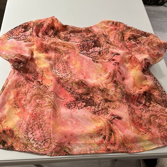 R & M Richards Pink and Brown Paisley Blouse - Picture 12 of 13